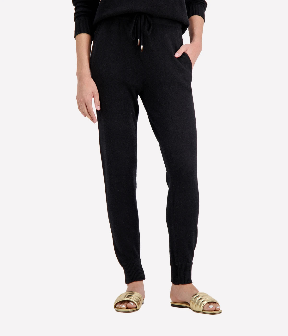 Cashmere Jogger Track Pants in Black