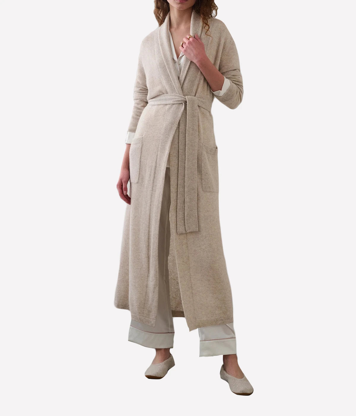 Cashmere Long Robe in Sandwisp