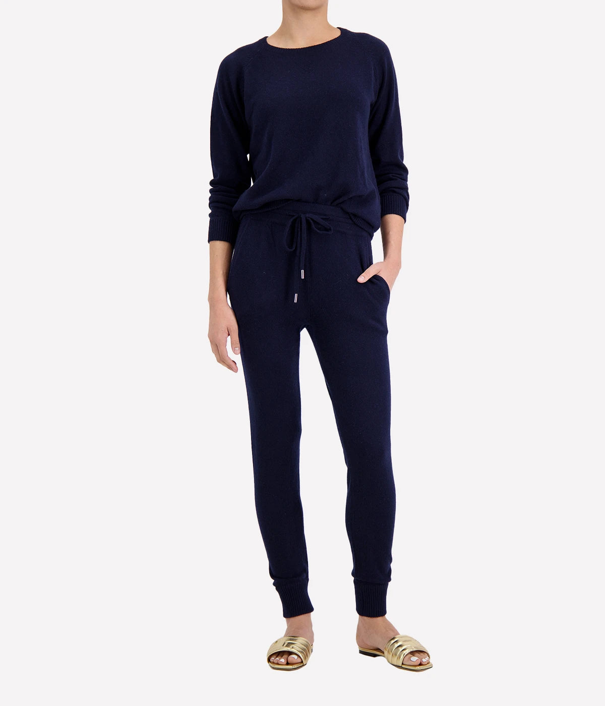 Cashmere Jogger Track Pants in Navy