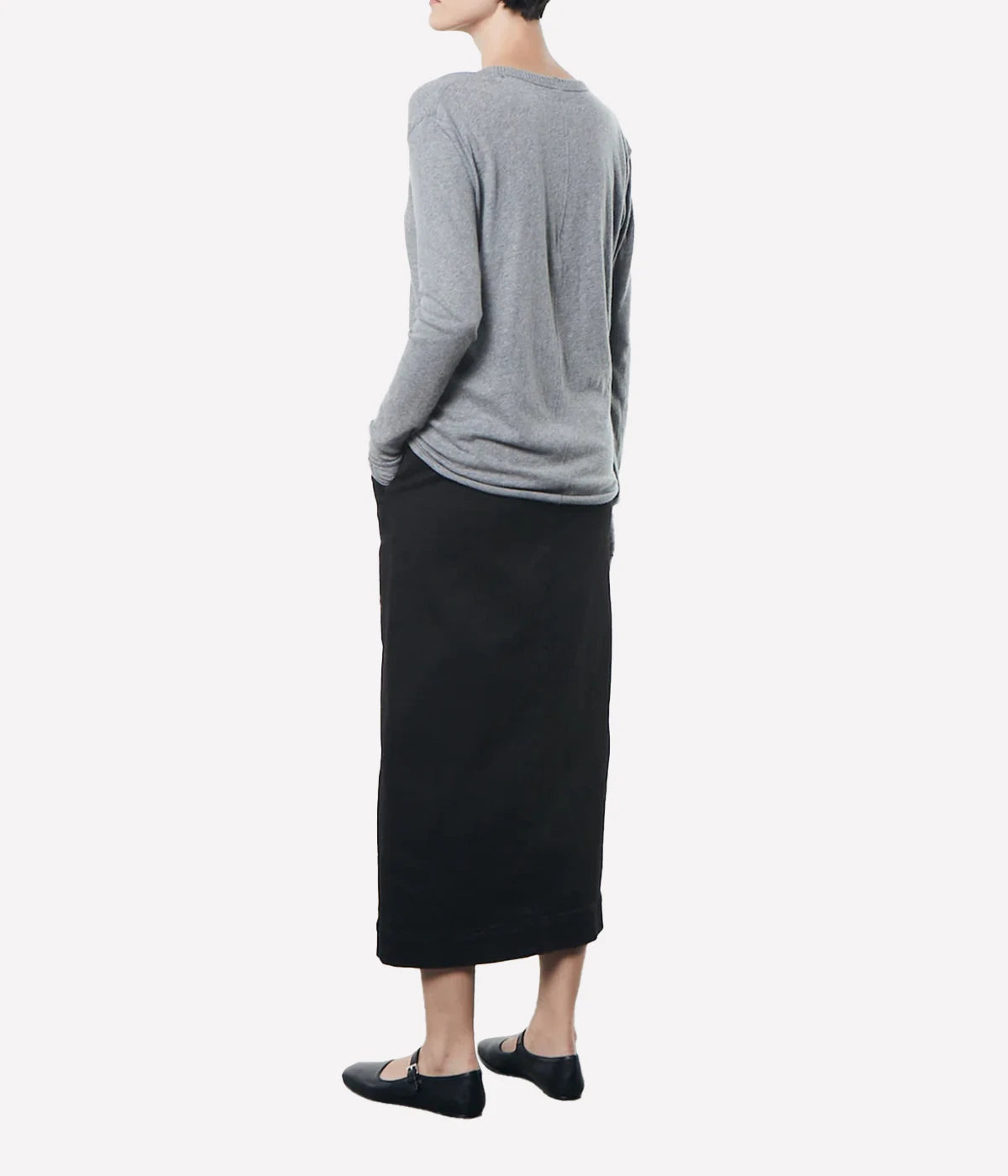Cashmere V Neck Loose Long Sleeve in Smoke