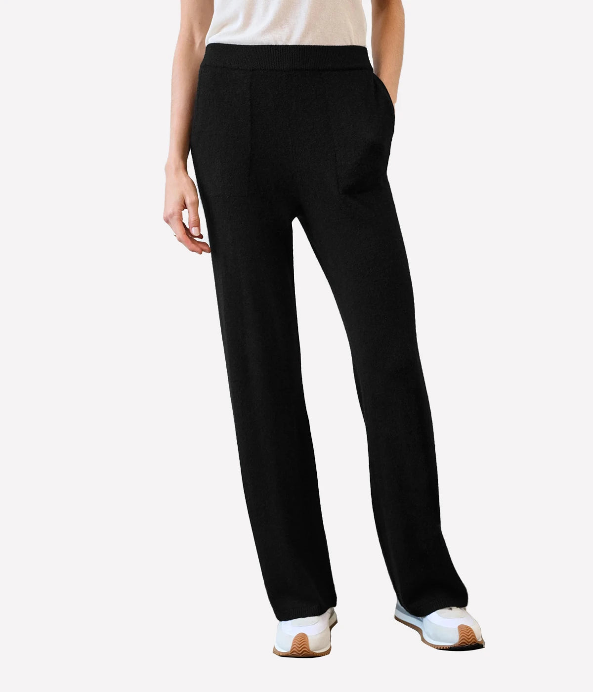 Cashmere Wide Leg Pant in Black