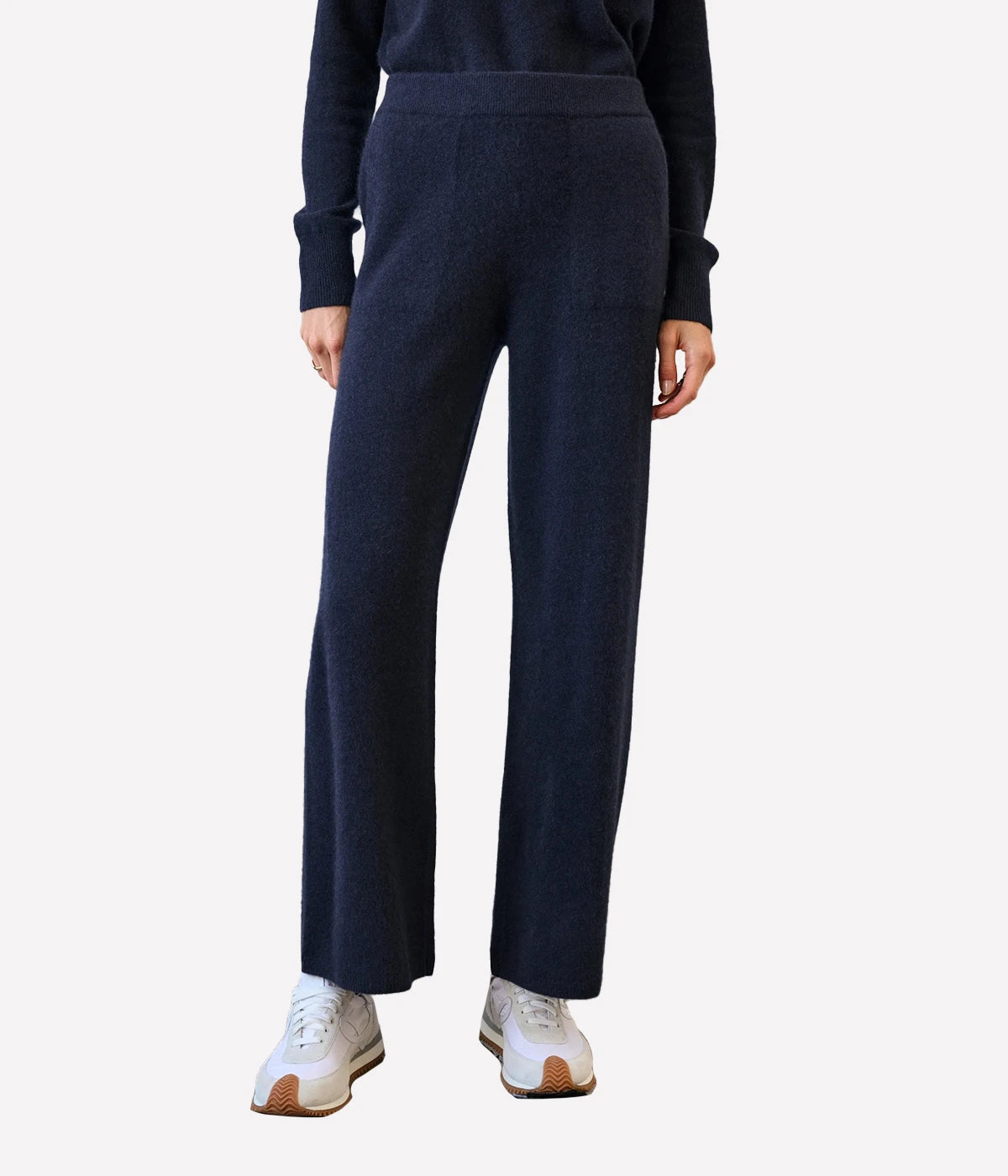 Cashmere Wide Leg Pant in Deep Navy