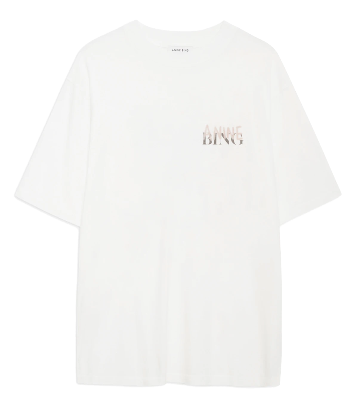 ALT text: Cason Tee Graffiti in washed black, oversized cotton T-shirt with bold ANINE BING graffiti print on front and back.
