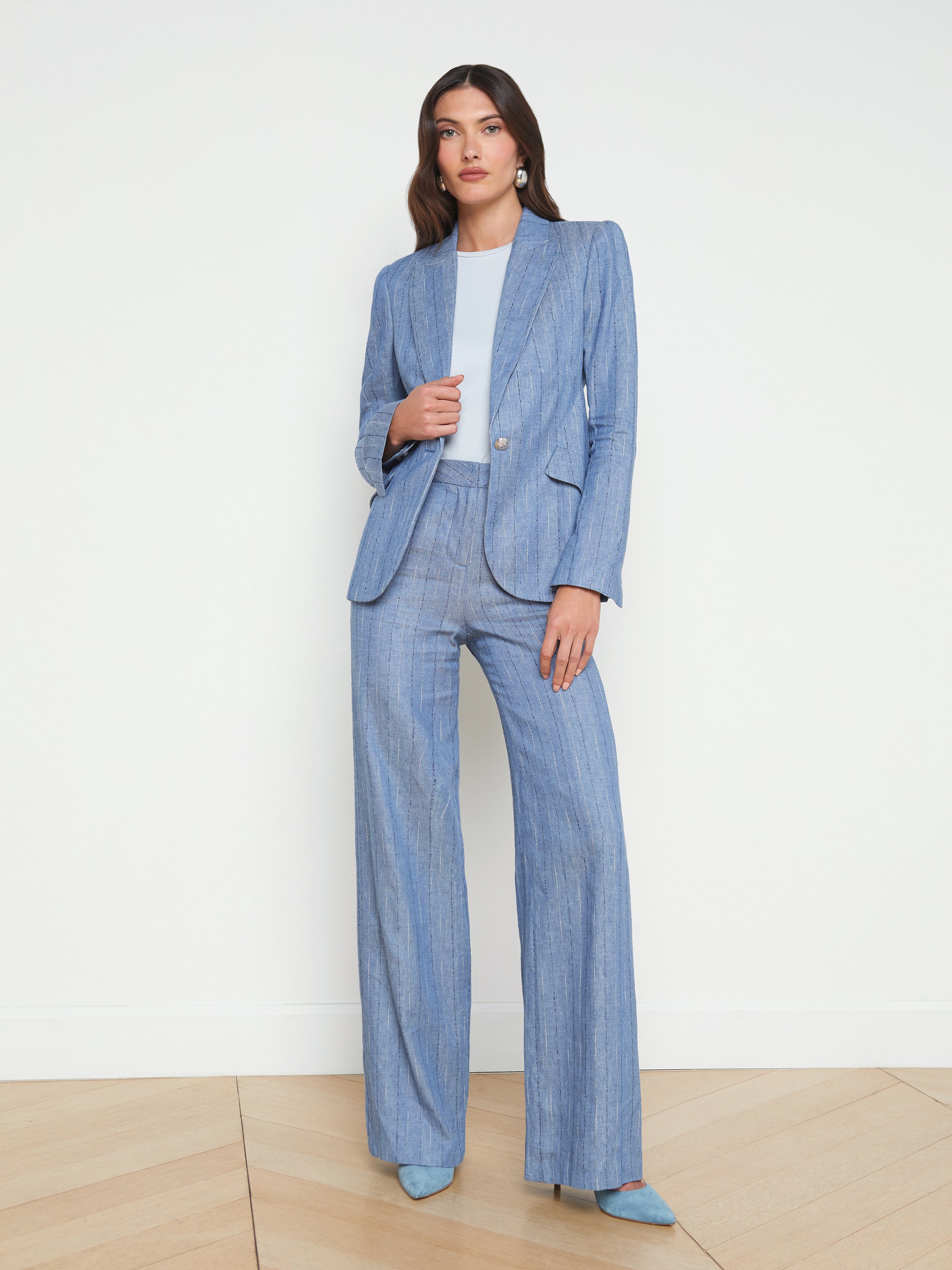 Chamberlain Blazer in Slate Blue Pinstripe