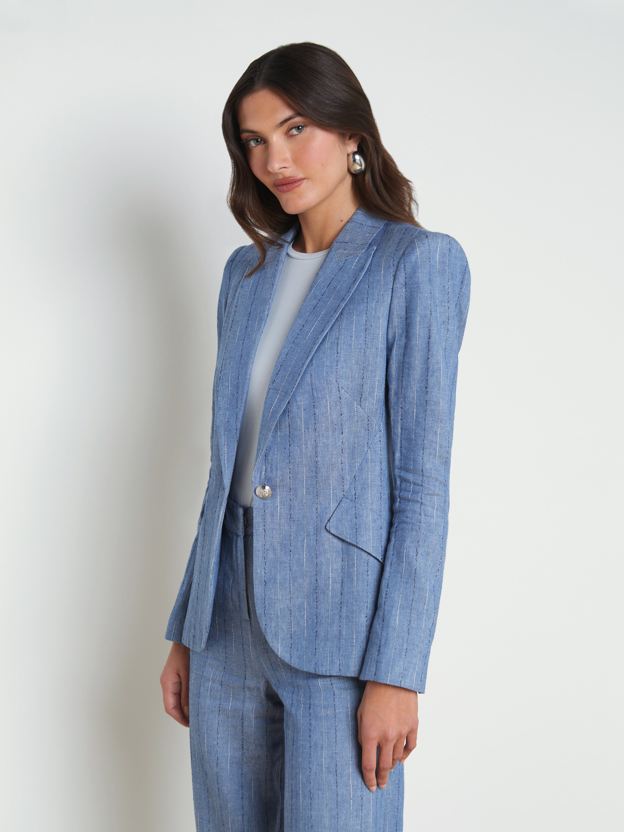 Chamberlain Blazer in Slate Blue Pinstripe