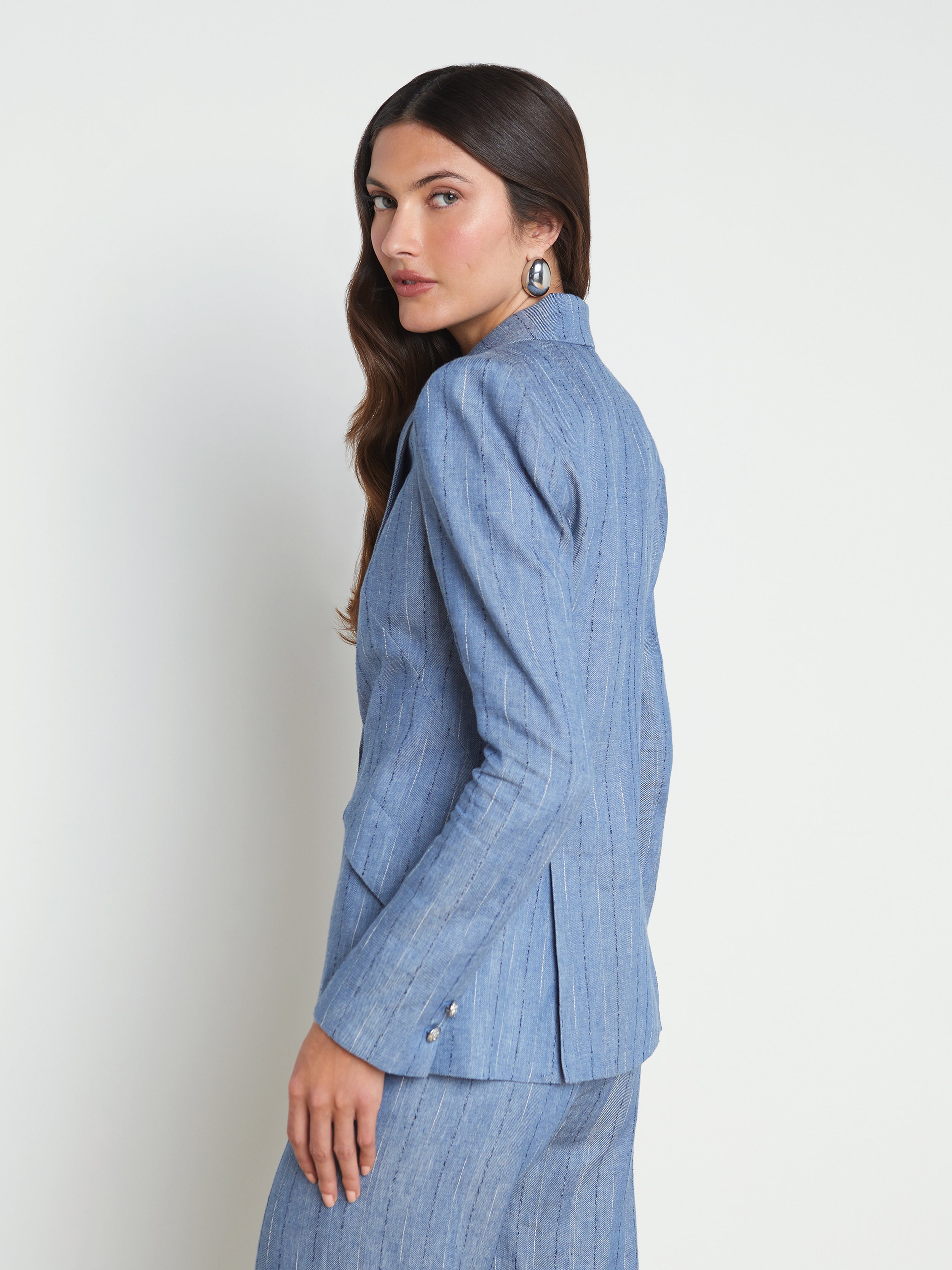 Chamberlain Blazer in Slate Blue Pinstripe