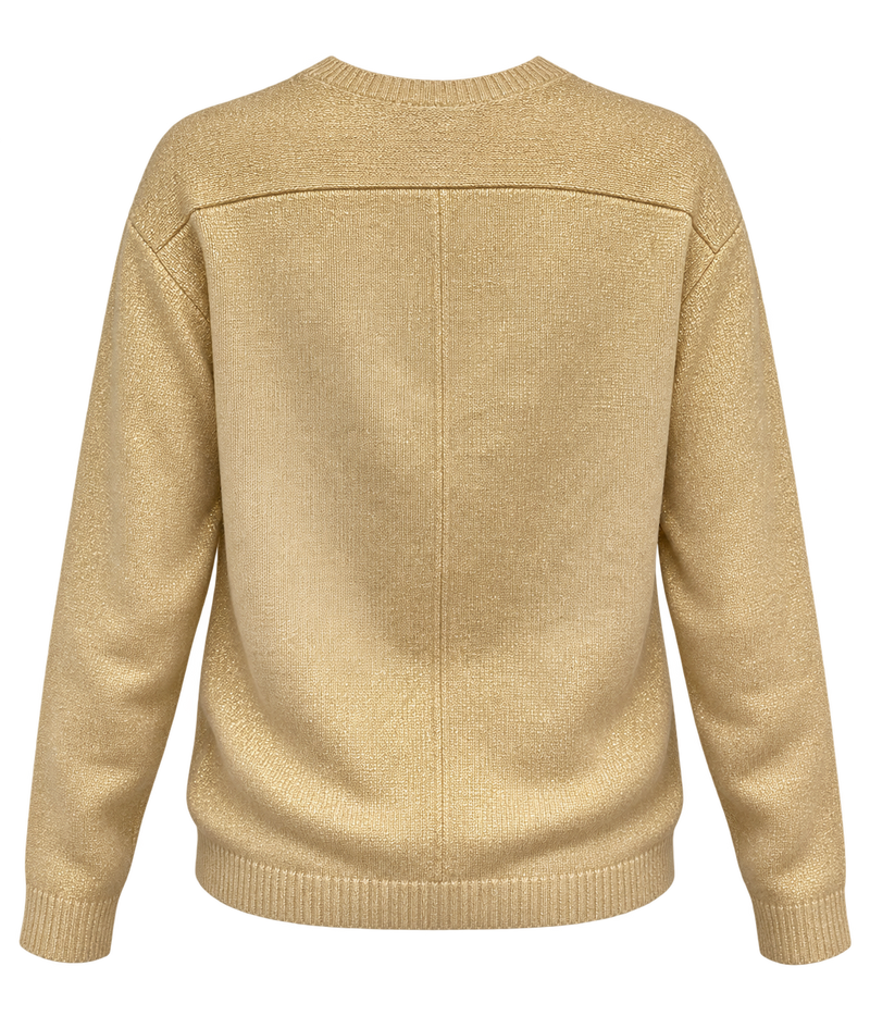 Back product view of Avant Toi V Neck Knitted Pullover in Burro