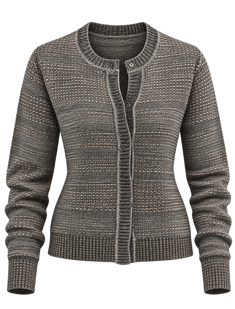 Avant Toi 15th Anniversary Studded Cardigan In Huskey, product front view flat lay