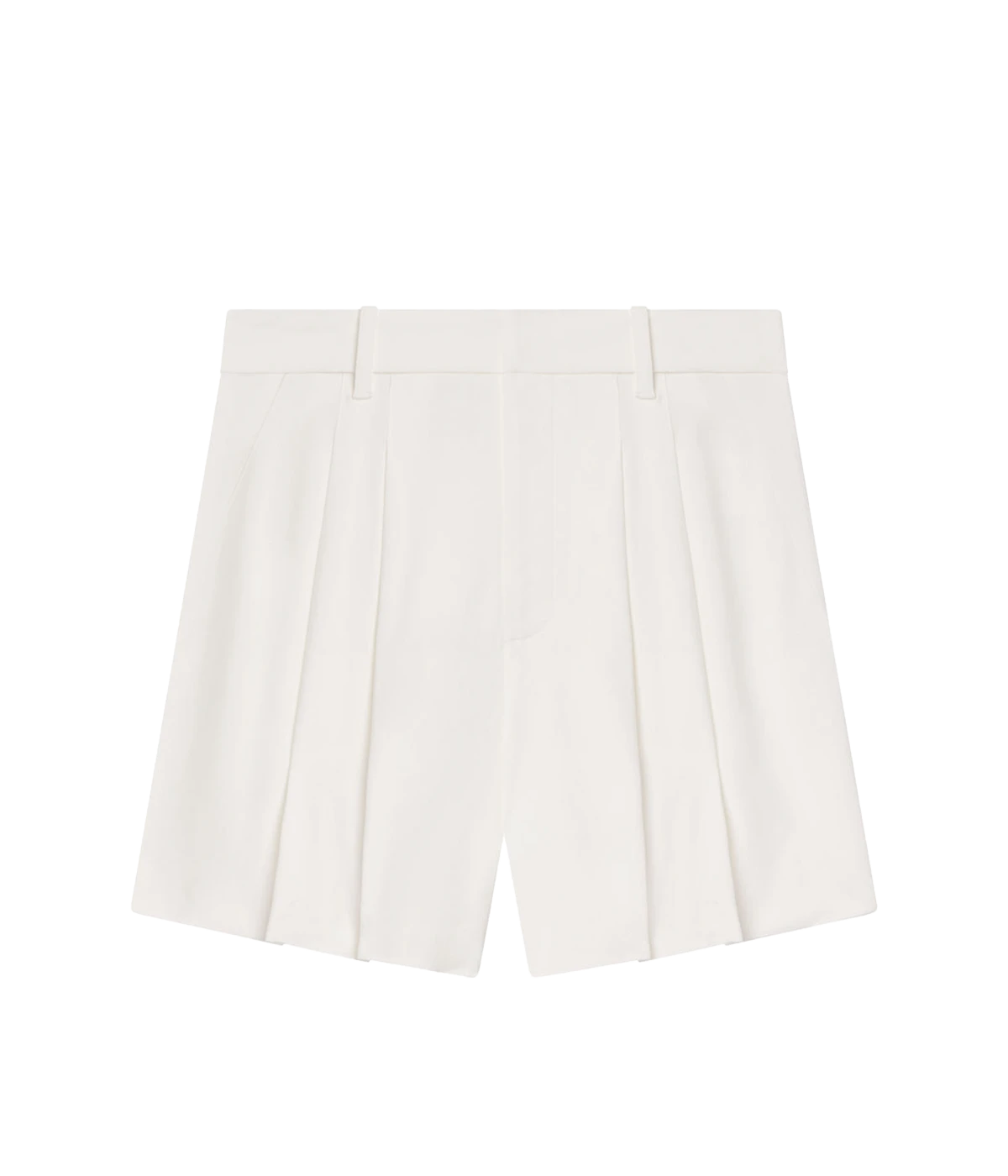 Polished Soft Suiting Fabric: The blend of viscose, wool, and elastane creates a soft yet structured feel that’s both comfortable and refined.
Elegant Pleating & Wide Legs: The pleated front adds a touch of sophistication, while the wide-leg cut provides an effortlessly chic fit.
Versatile Styling: The crisp white color makes these shorts easy to pair with everything from casual tees to tailored blazers, perfect for both day and evening looks.