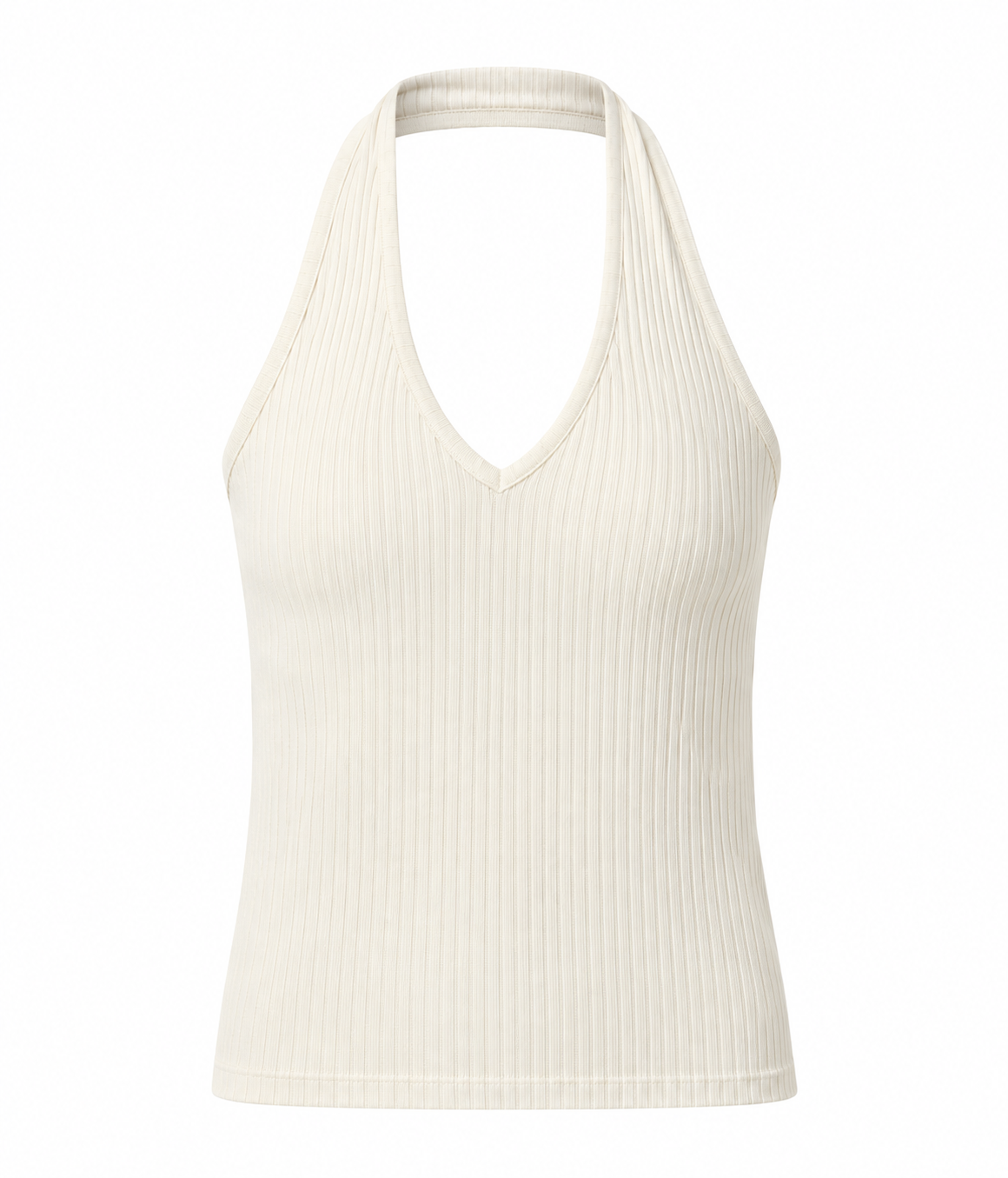Citizens of Humanity Thea Ribbed Halter Top in Dune, front product view