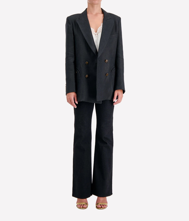 Clarity Everynight Blazer in Black Linen