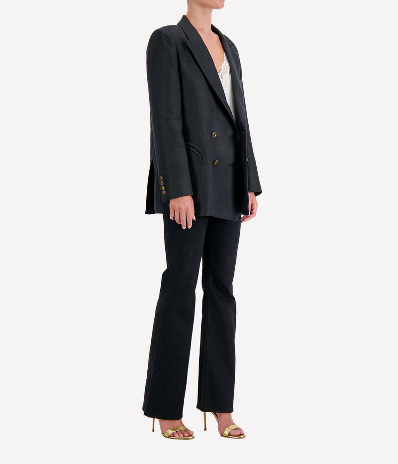 Clarity Everynight Blazer in Black Linen