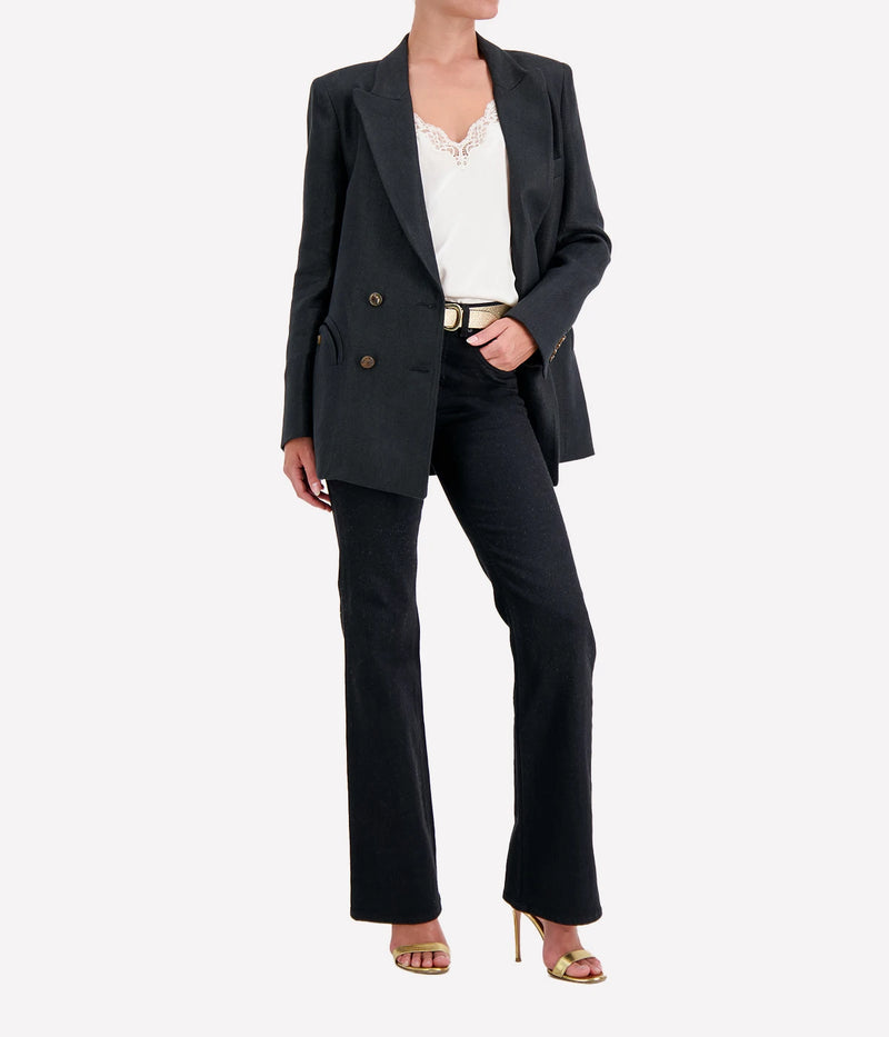Clarity Everynight Blazer in Black Linen