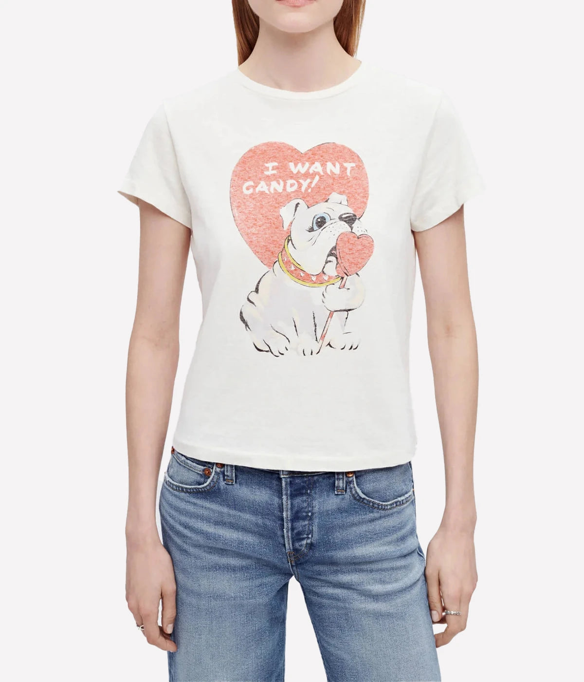 Classic I Want Candy Tee in Vintage White