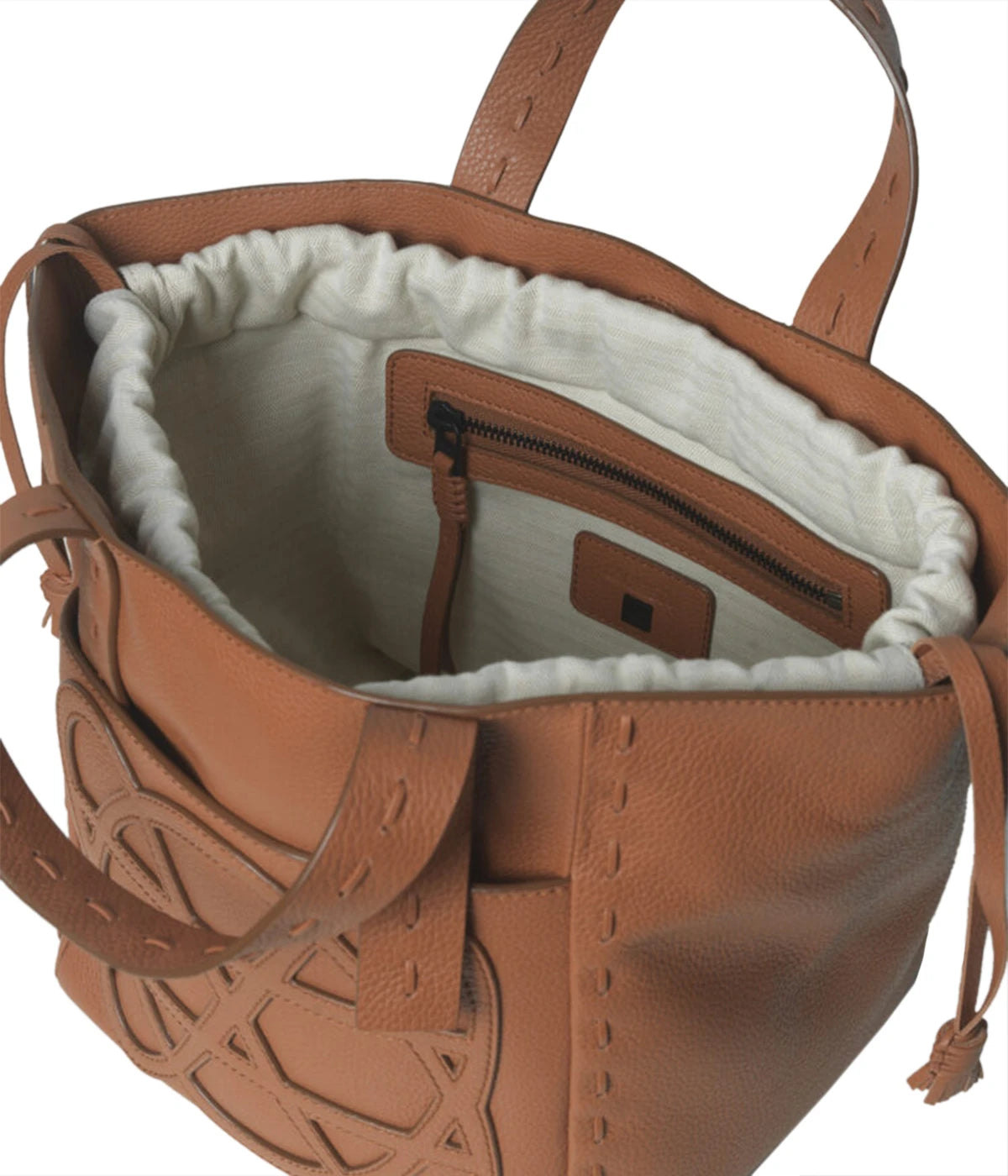 Cleo Grained Leather Bag in Caramel
