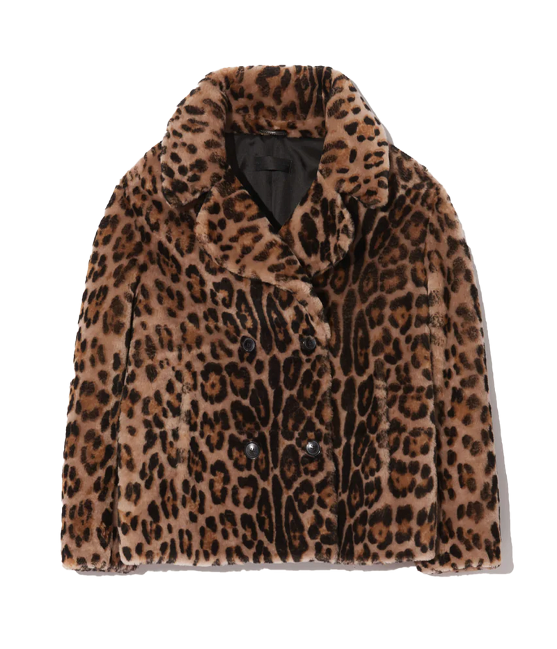 Cleophee Shearling Coat in Leopard Print