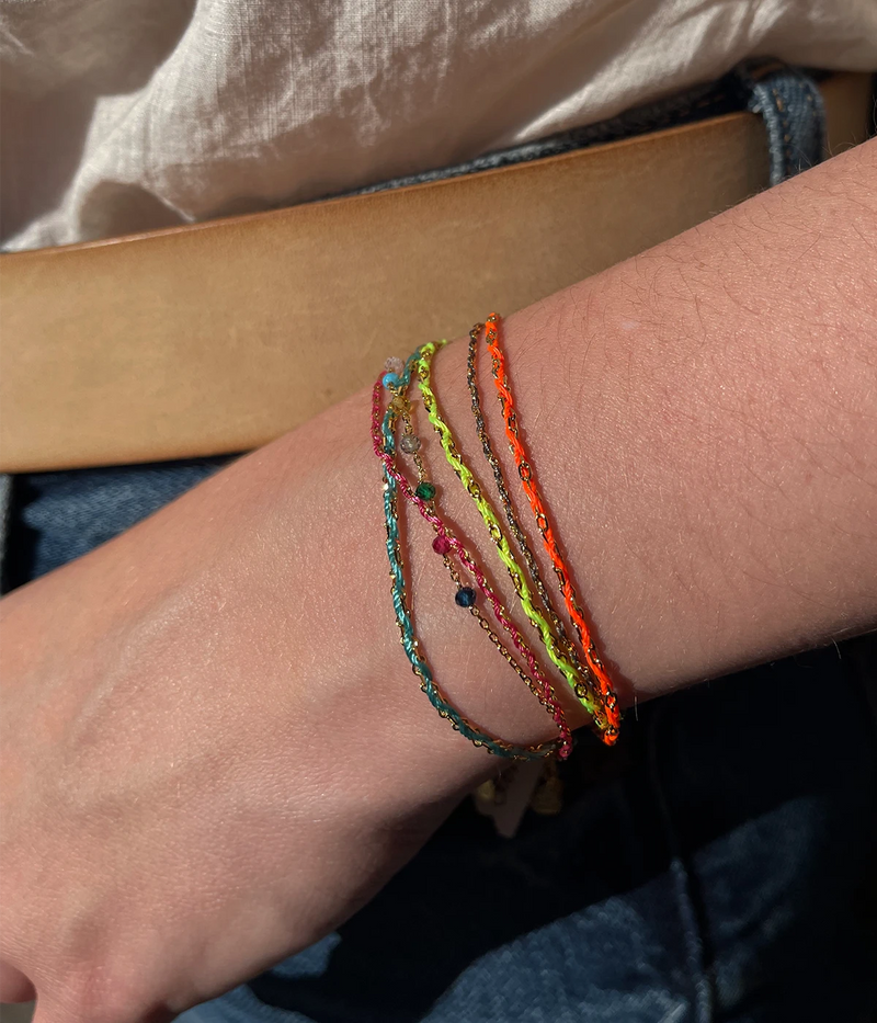 Rook Bracelet in 14K Yellow Gold & Orange