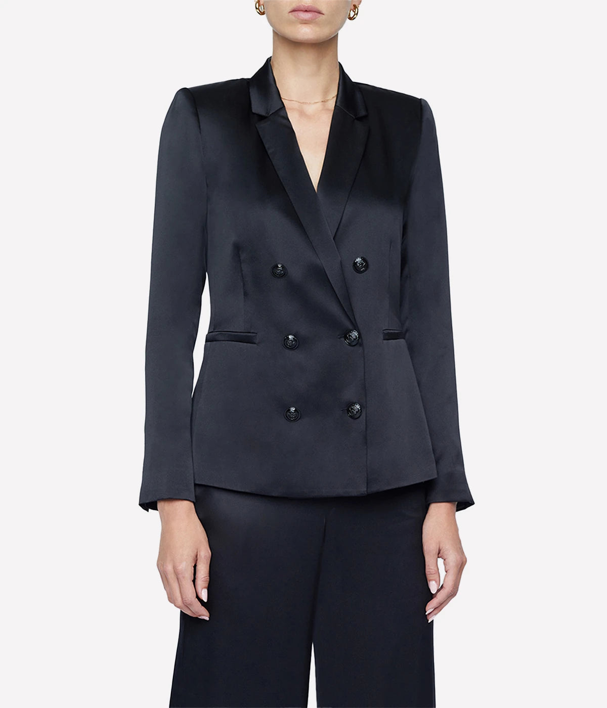 Colin Double Breasted Blazer in Black