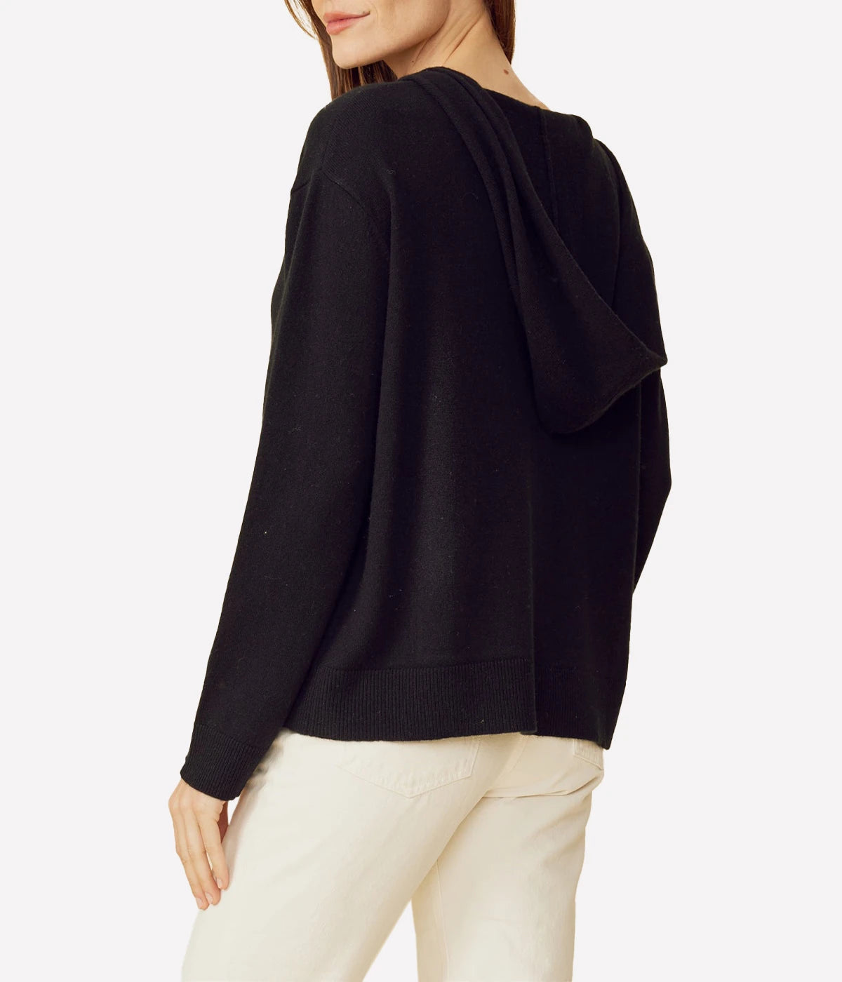 ALT Text: Cashmere Full-Zip Hoodie in a versatile design, featuring a full zip and comfortable pockets for lightweight, year-round wear.