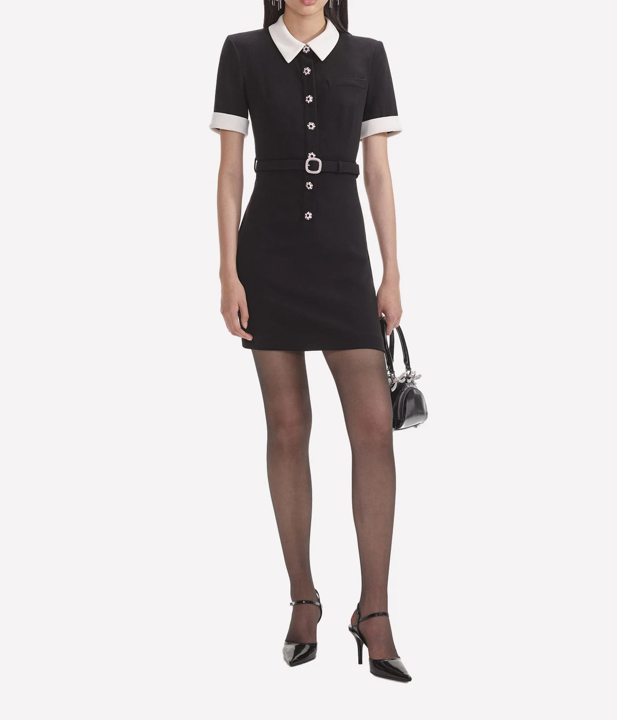 Contrast Mini Dress in Black