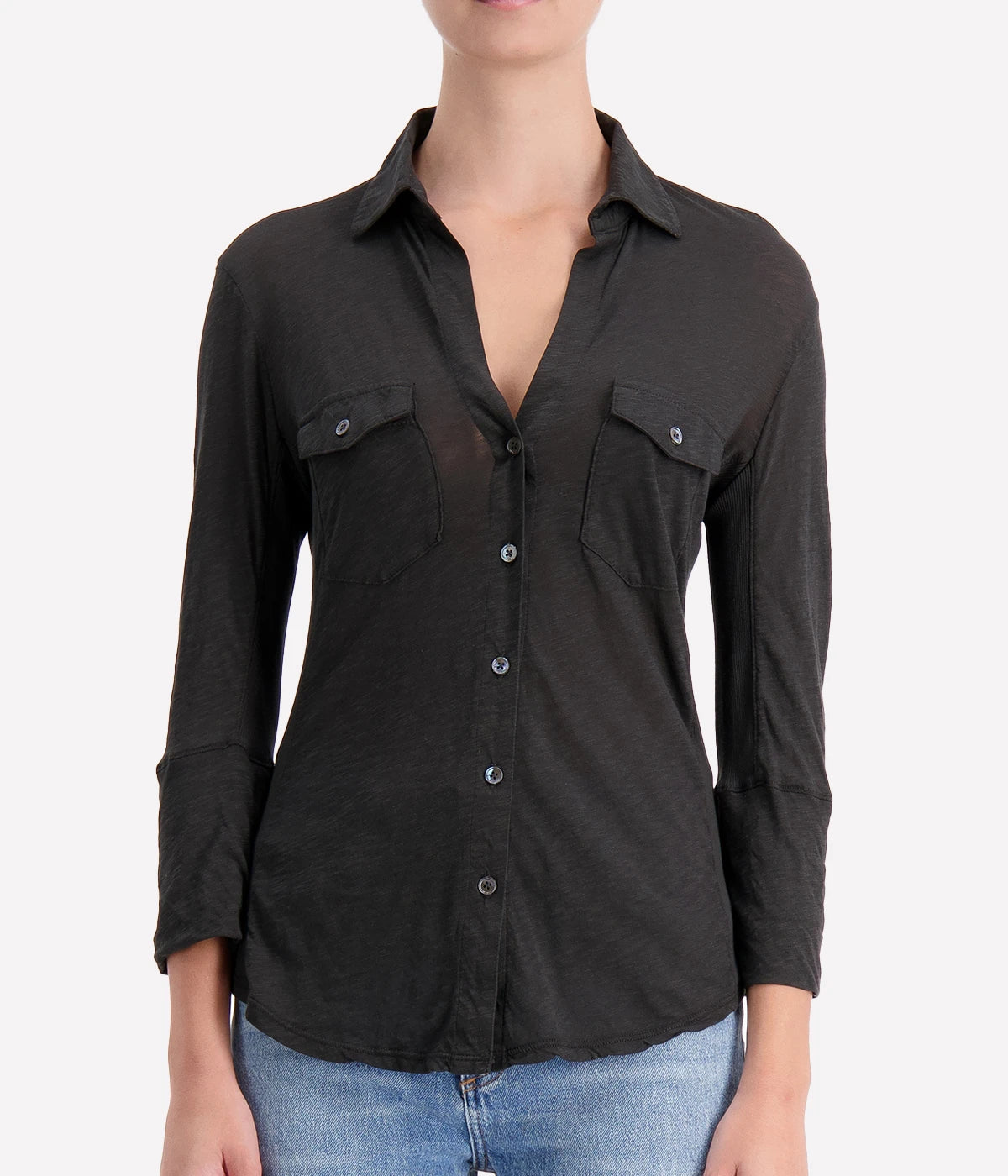 Contrast Panel Shirt in Carbon