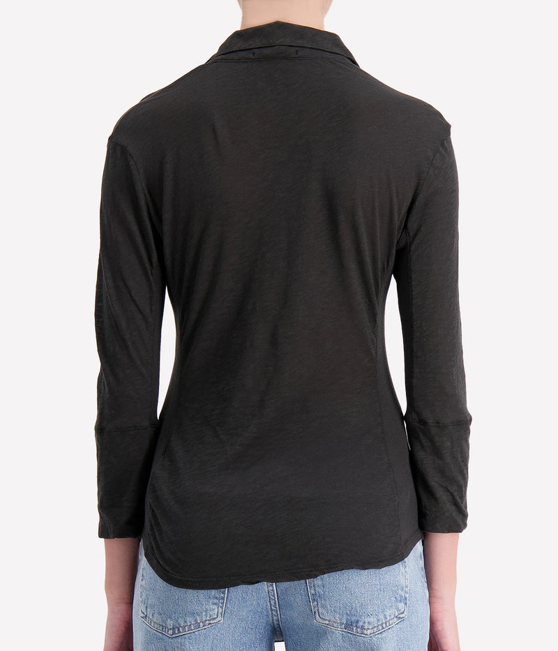 Contrast Panel Shirt in Carbon