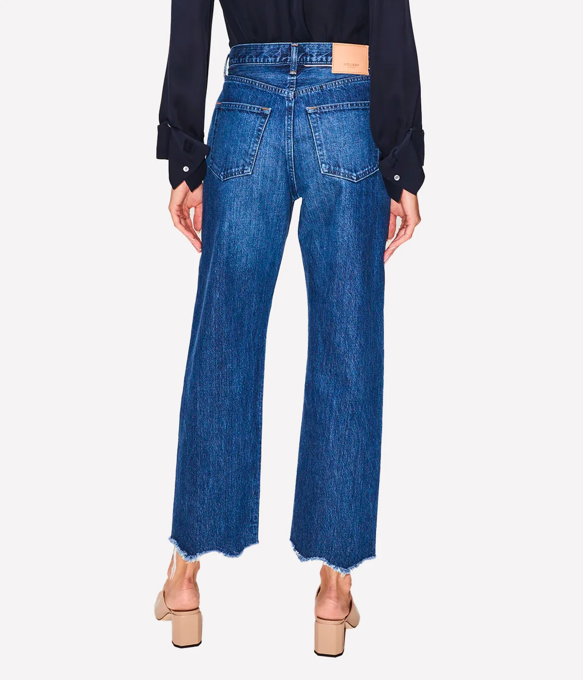 Corcoran Wide Straight Crop Jean in Dark Blue