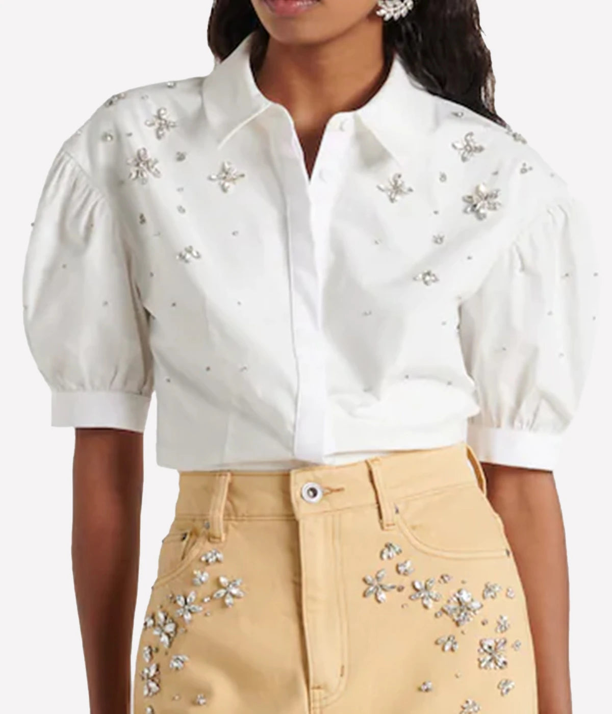 Cotton Embellished Top in White
