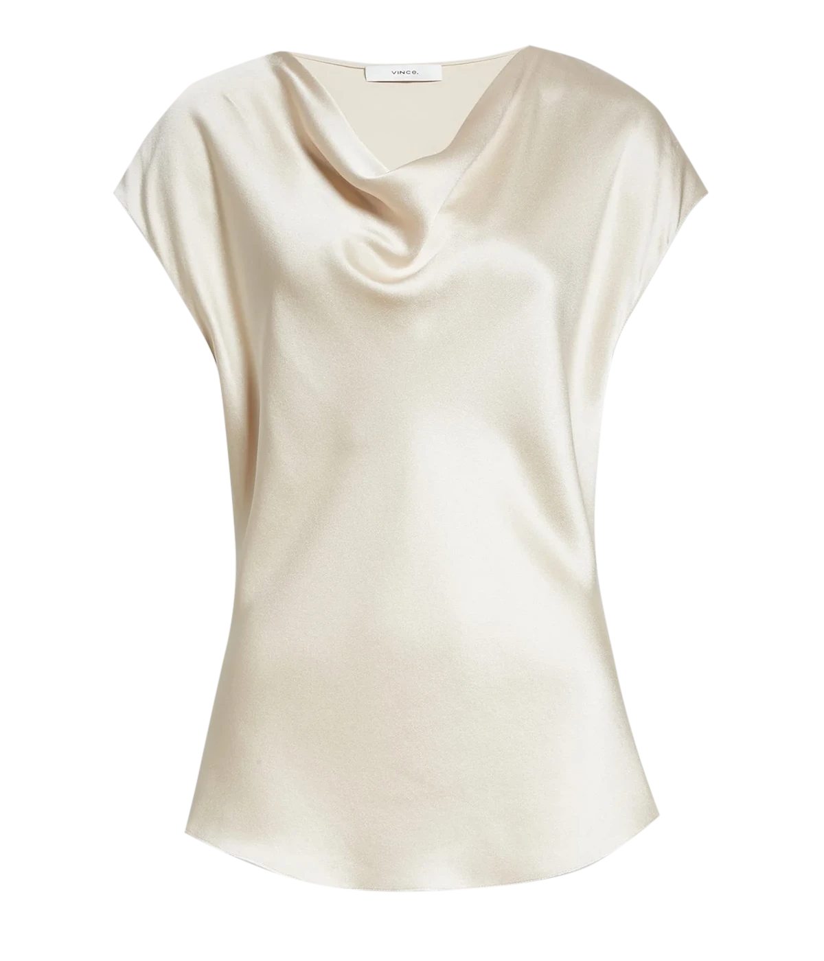 Cowl Neck Cap Sleeve Blouse in Champagne