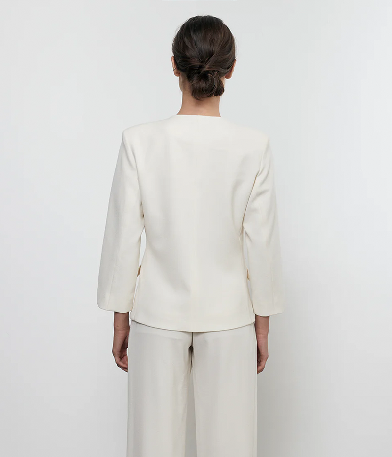 Crepe Sartorial Jacket in Cream