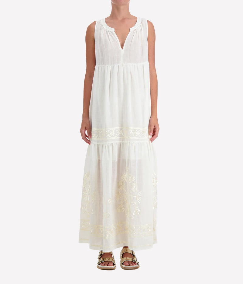 Crete Sleeveless Maxi Dress in Natural Champagne