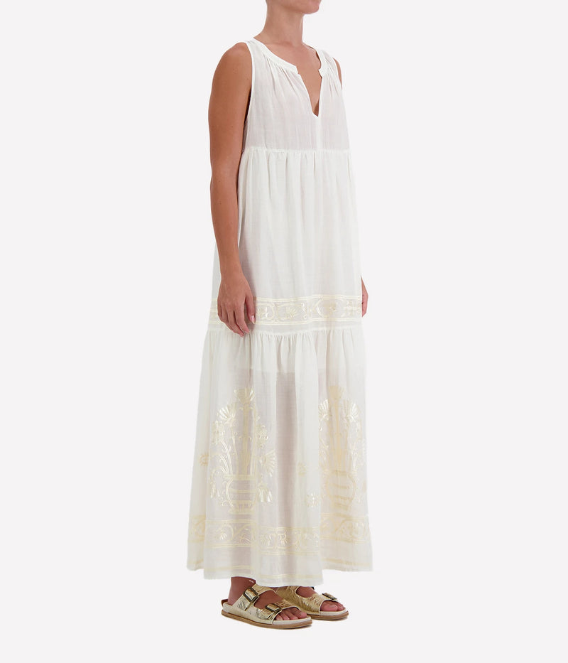 Crete Sleeveless Maxi Dress in Natural Champagne