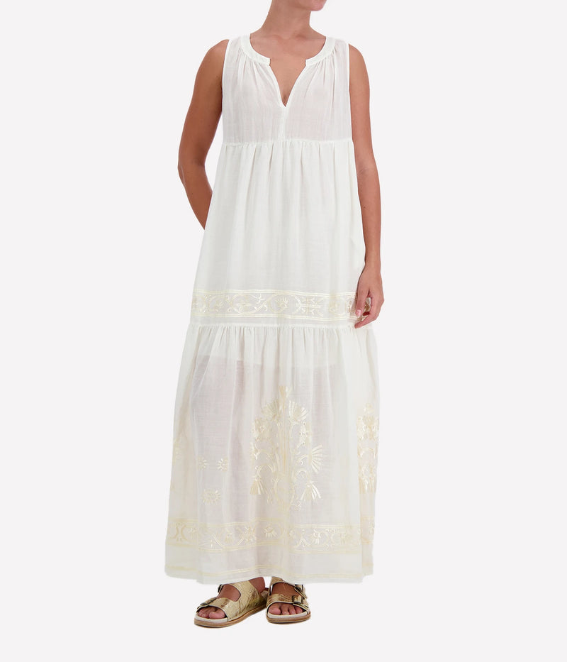 Crete Sleeveless Maxi Dress in Natural Champagne