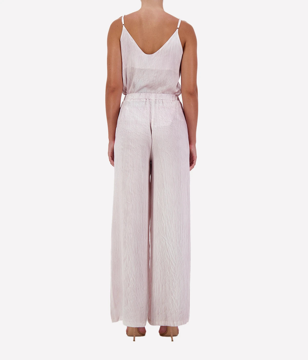 Crumpled Effect Stretch Silk Pant in WISTERIA