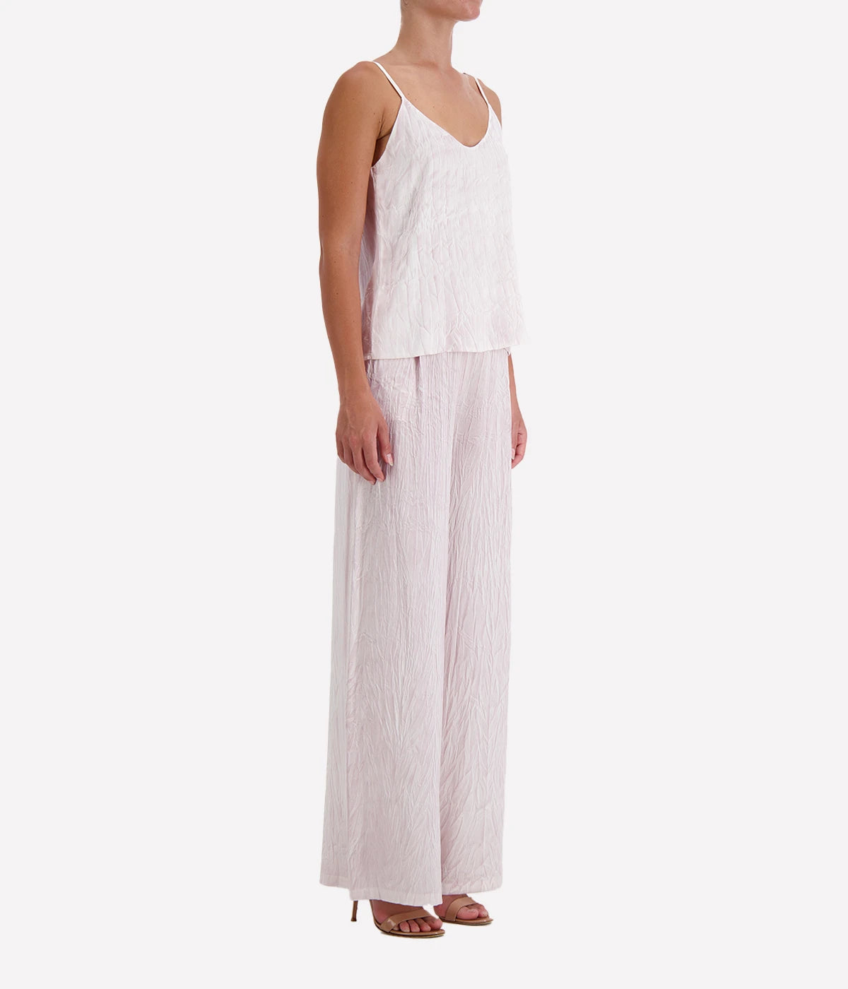 Crinkled Effect Silk Tank Top in Wisteria