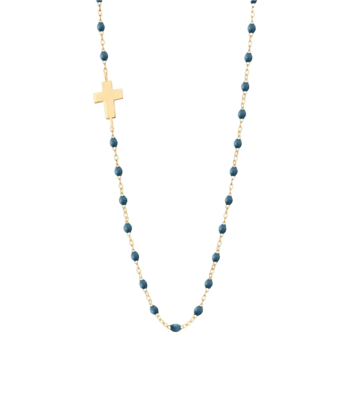 Cross Necklace Yellow Gold and Celeste in 42 cm