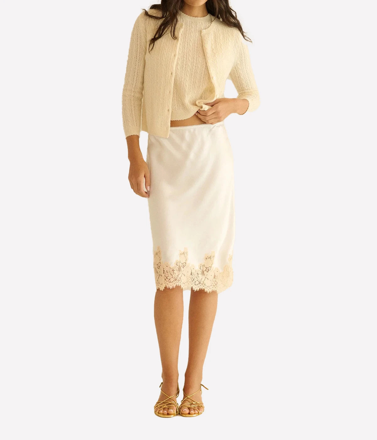 Danae Cashmere Cable Cardigan In Dogwood