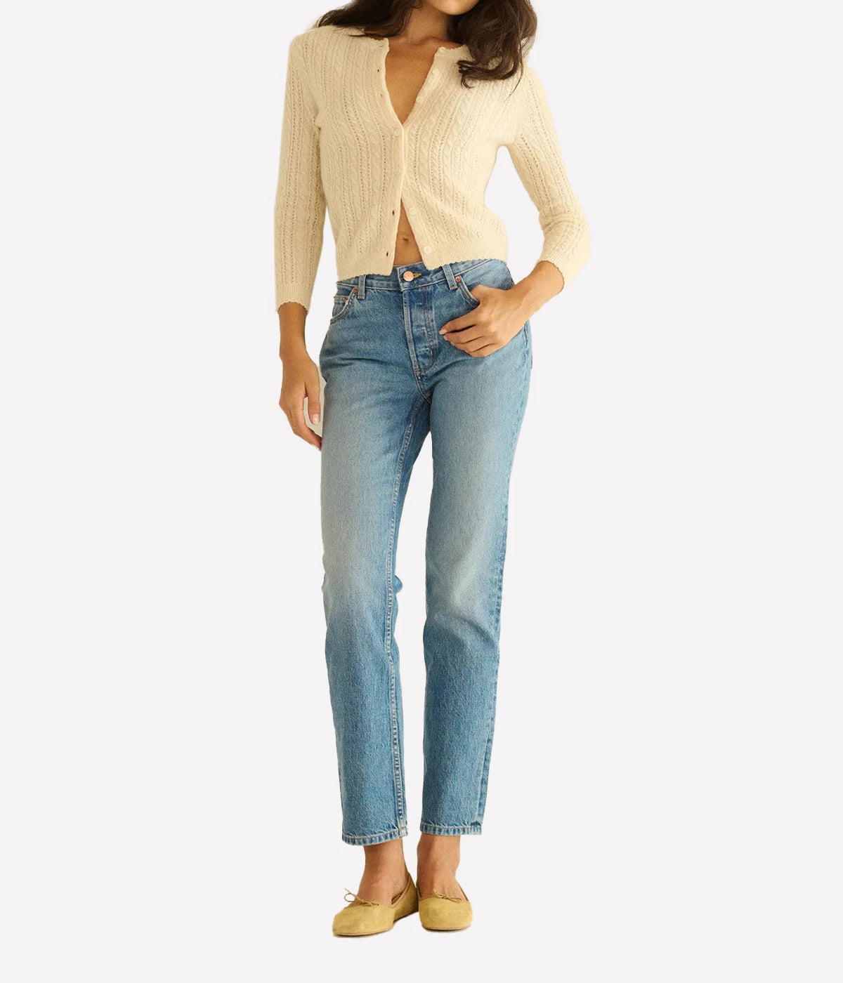 Danae Cashmere Cable Cardigan In Dogwood
