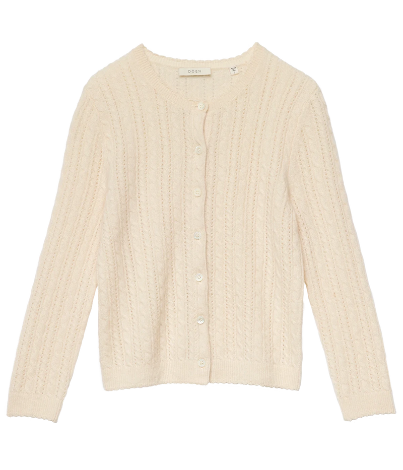 Danae Cashmere Cable Cardigan In Dogwood