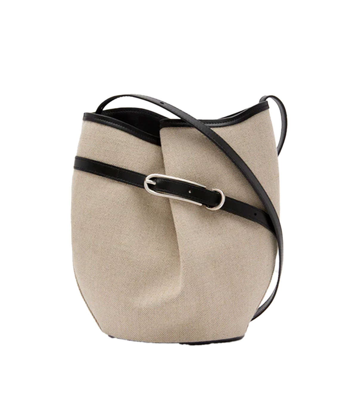 Small Belted Bucket Bag in Natural Black
