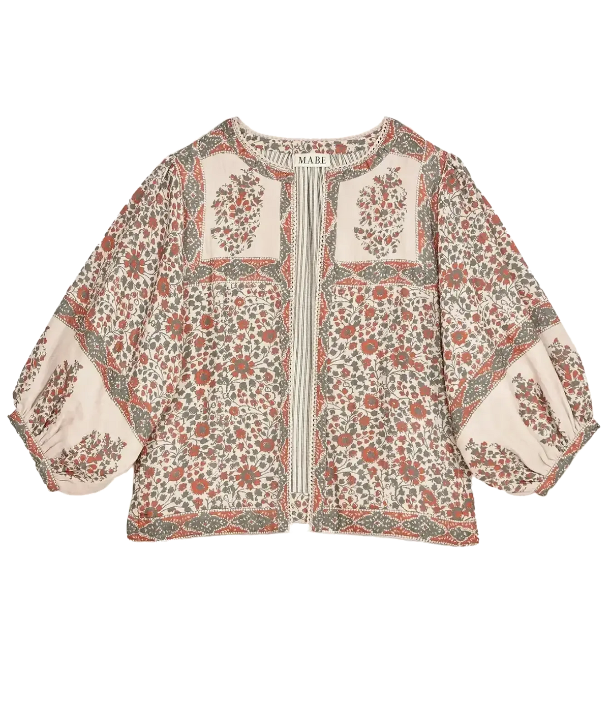 M.A.B.E Della Print Jacket in Rust Khaki – flat lay