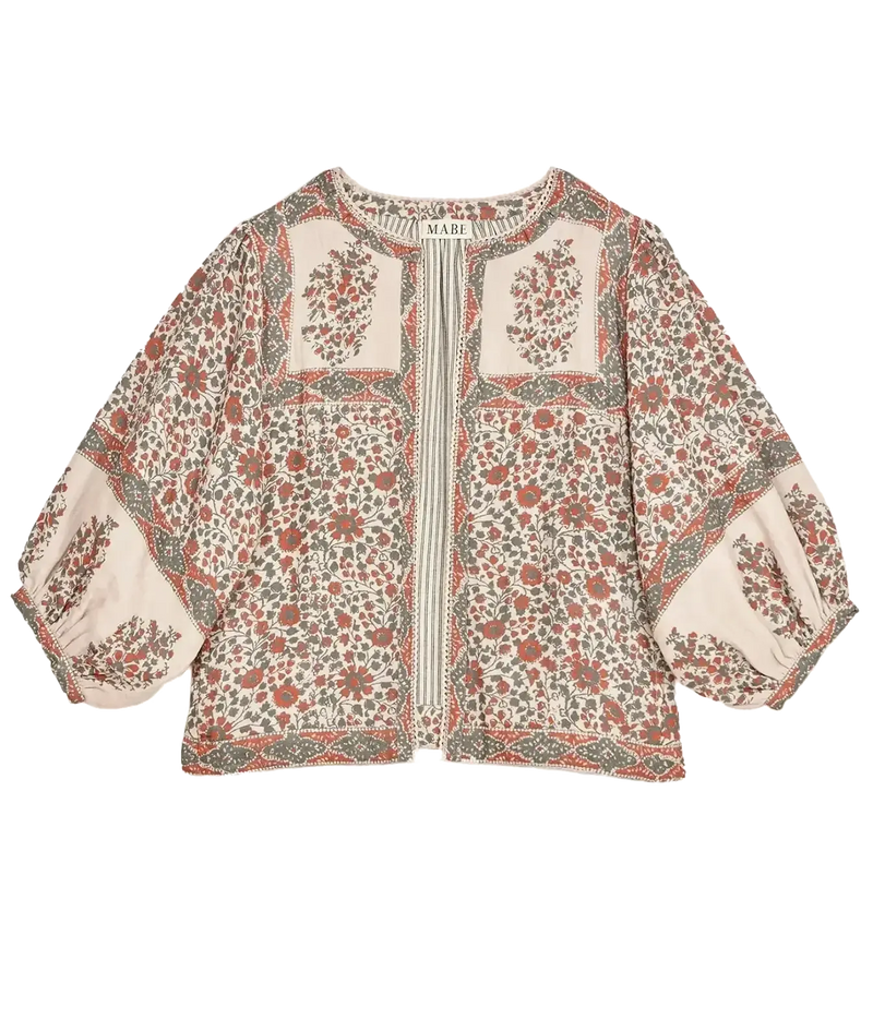 M.A.B.E Della Print Jacket in Rust Khaki – flat lay