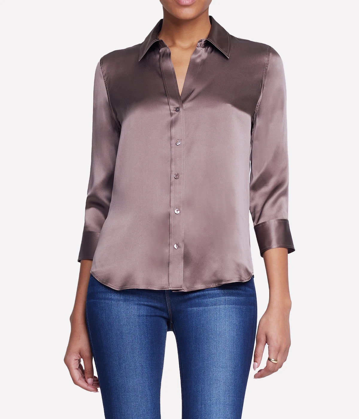 Dani 3/4 Sleeve Blouse in Deep Taupe