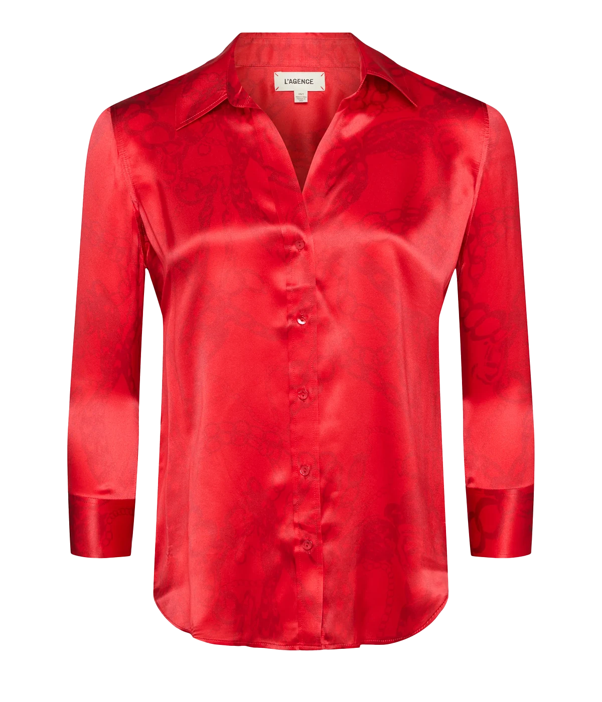 Dani 3/4 Sleeve Blouse in Red All Over Chain