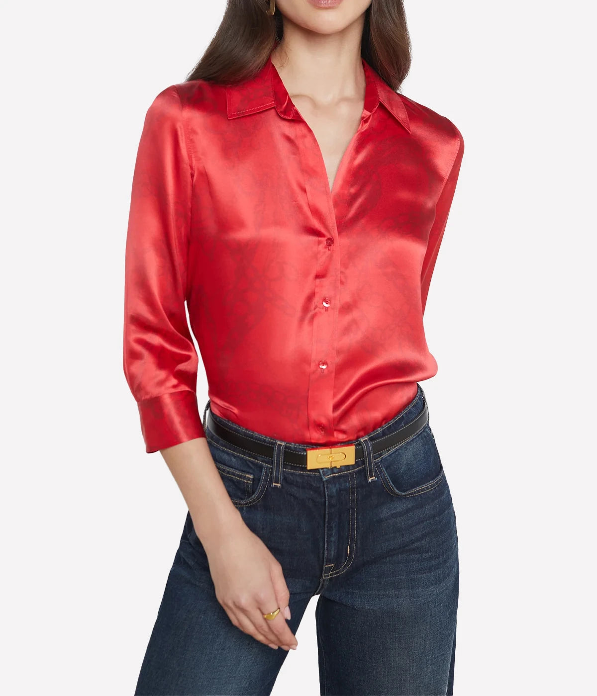 Dani 3/4 Sleeve Blouse in Red All Over Chain