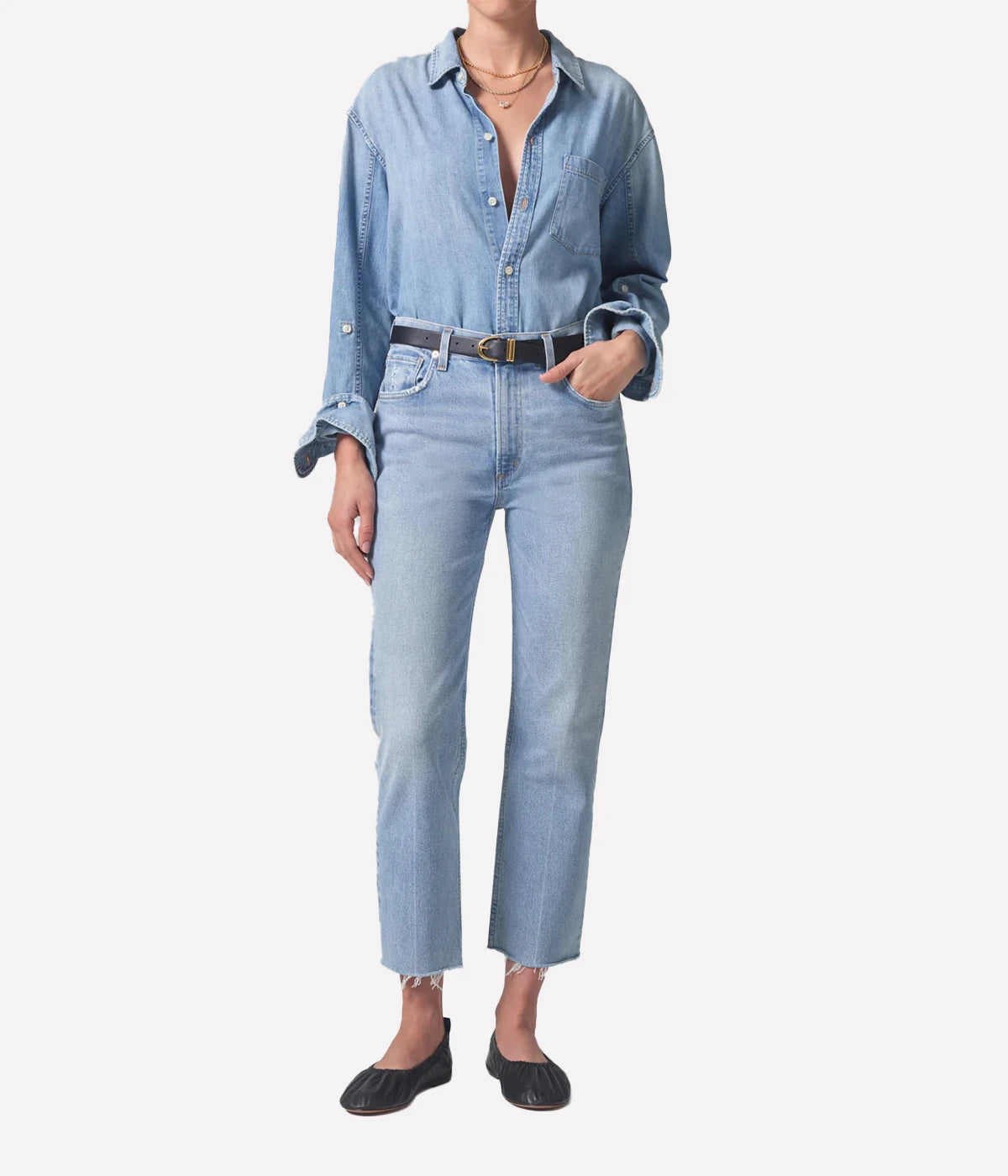 ALT Text: Citizens of Humanity Daphne Stovepipe Jean in a classic straight-leg cut, high-waisted with an ankle-length hem.
