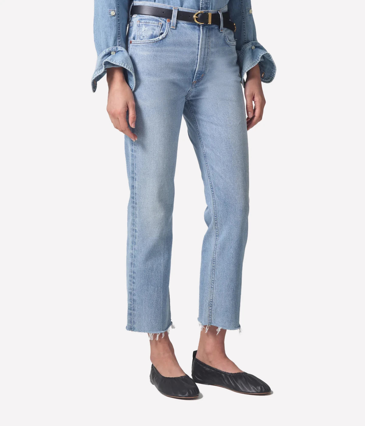 ALT Text: Citizens of Humanity Daphne Stovepipe Jean in a classic straight-leg cut, high-waisted with an ankle-length hem.