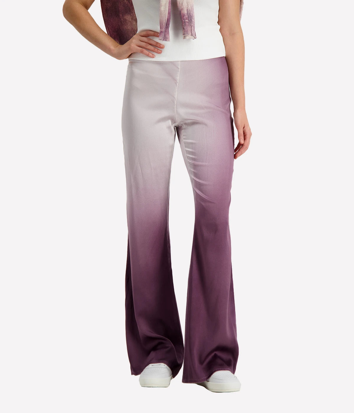 Flares purple degrade silk pants with a flared leg