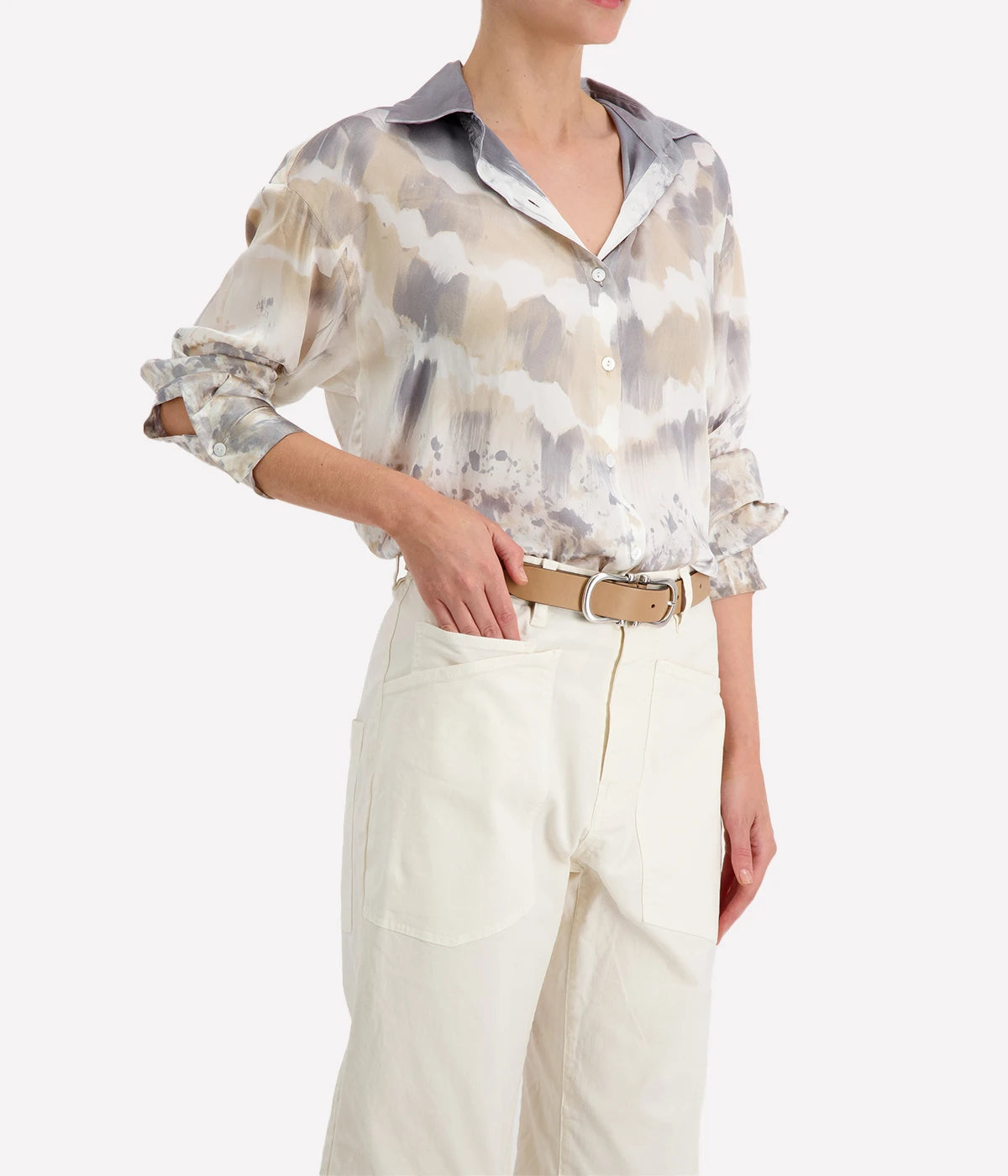 Degrade Silk Shirt in Ghiaccio