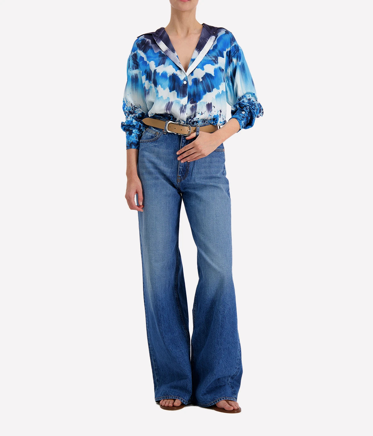 Degrade Silk Shirt in Nigella